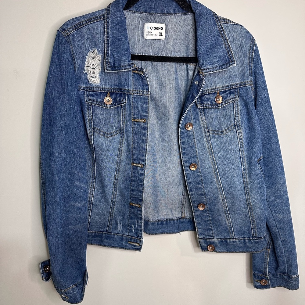 Ci Sono Distressed Blue Jean Jacket